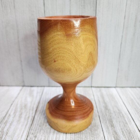 Vintage Wooden Handcrafted Candlestick Candle Holder Goblet Shape 5.75'' Tall - Picture 3 of 9